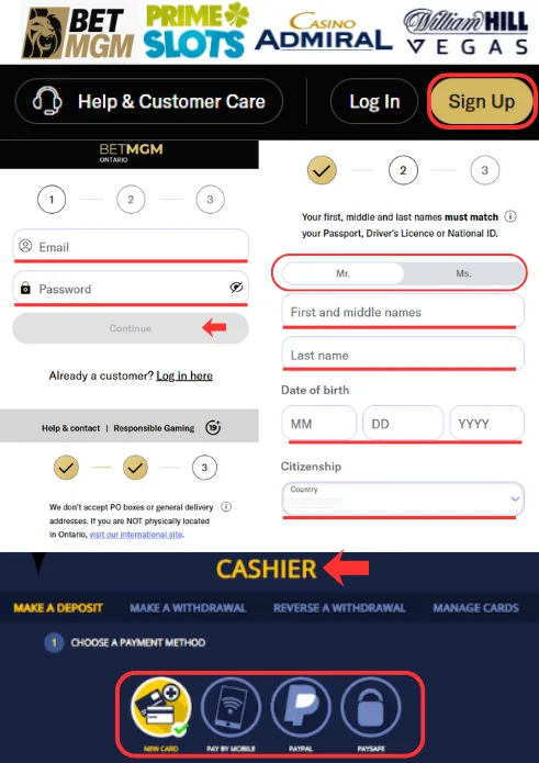 Log In and deposit